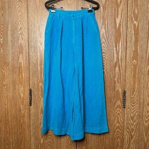 YFB Young Fabulous‎ & Broke Linen Rayon Wide Leg Cropped Pants Size Small Blue